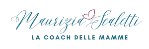 Logo fondo trasparente scritta in blu Maurizia Scaletti la coach delle mamme